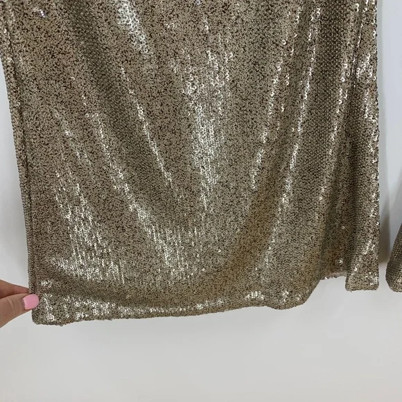 Free People The Minx Sequin Flare Pants in Champagne Sz 6 - Picture 5 of 12